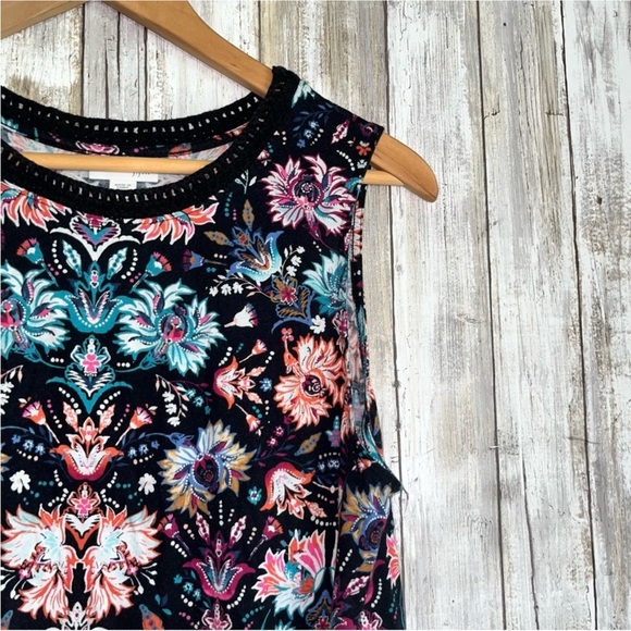 J. Jill Crochet Trim Floral Knit Tank - Picture 3 of 5